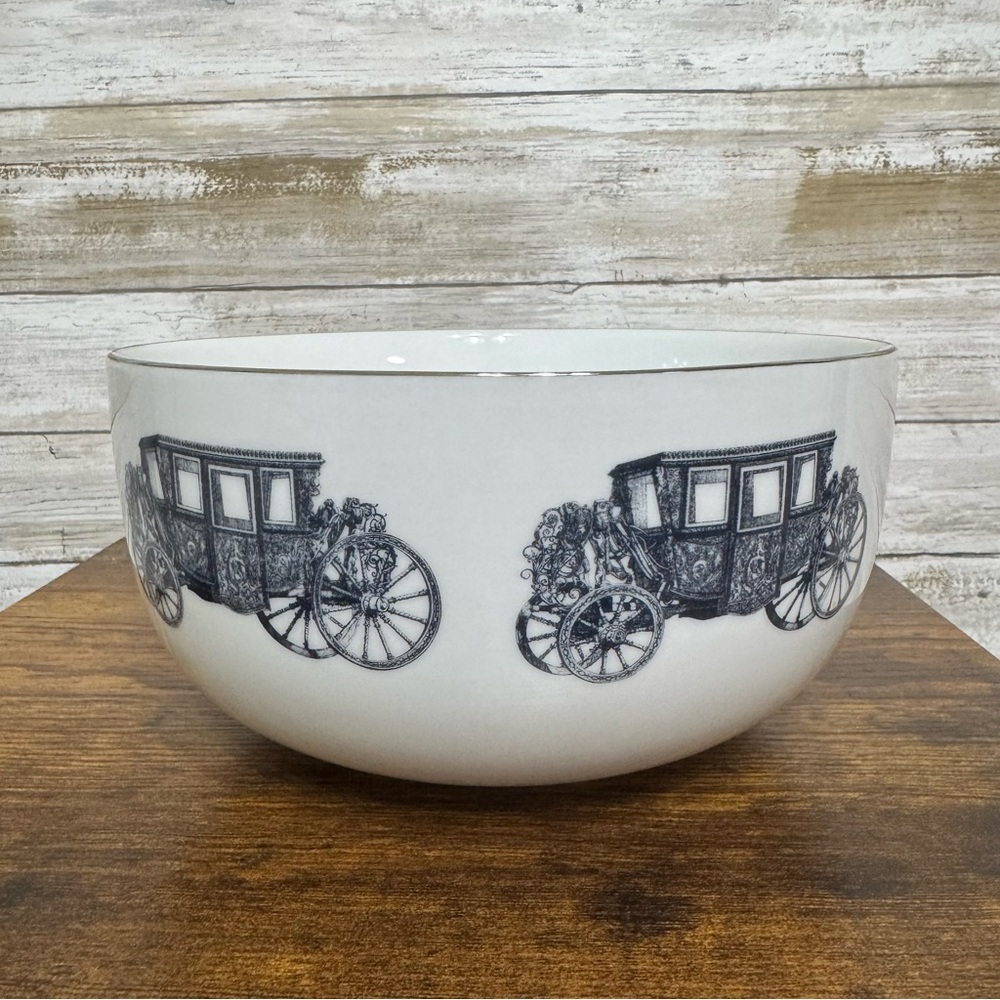 Mitchell Black Chicago Royal Stagecoach Porcelain Luxury Serving Dinnerware Bowl